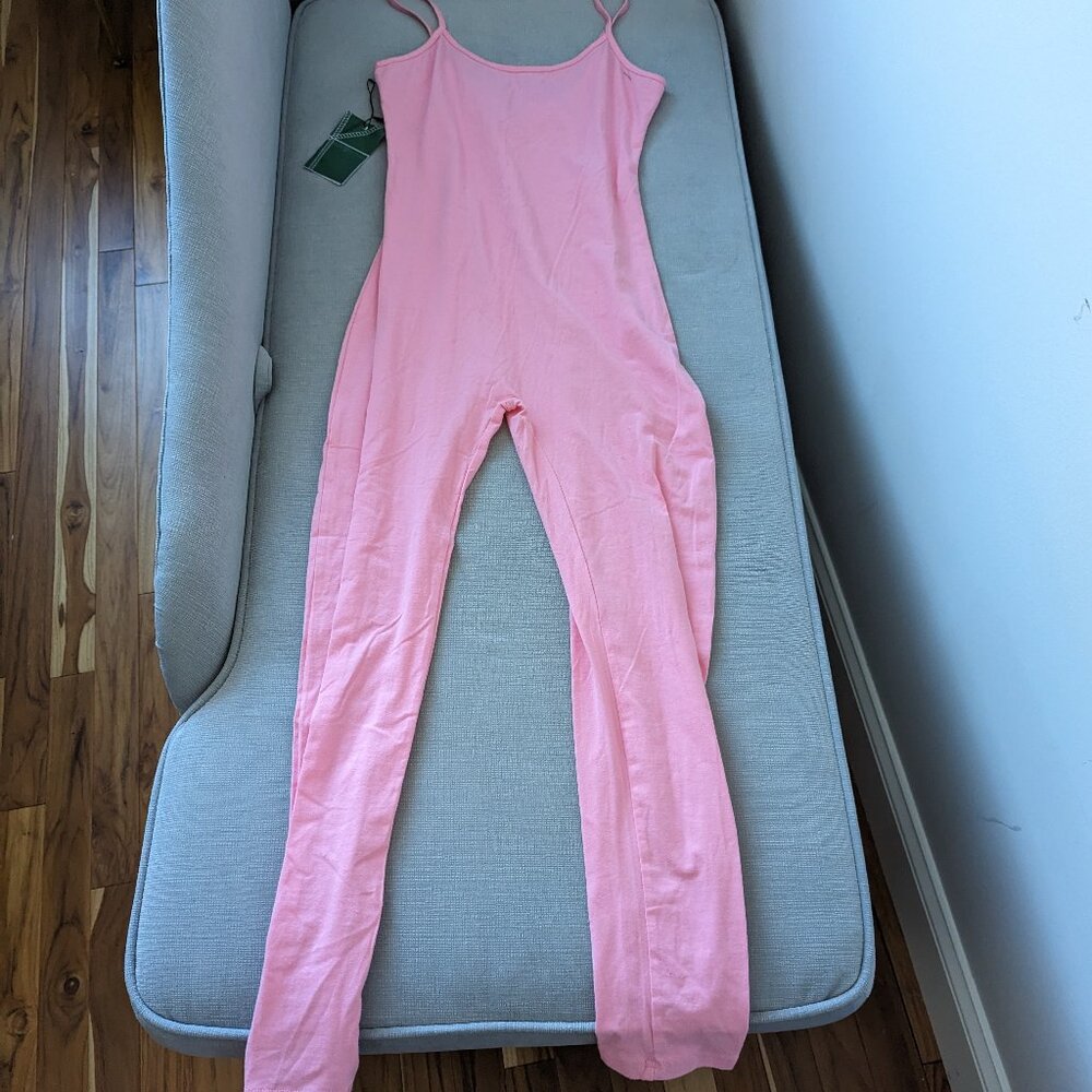 Neon Pink Sleeveless Pants Bodysuit